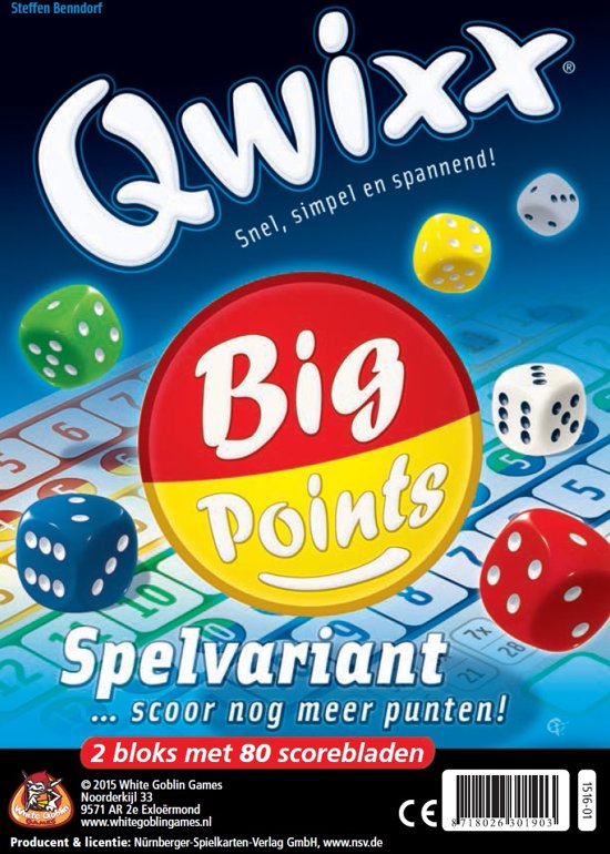 Maria nauwelijks beweging Qwixx Scoreblok Big Points Spellen Speelgoed online kopen